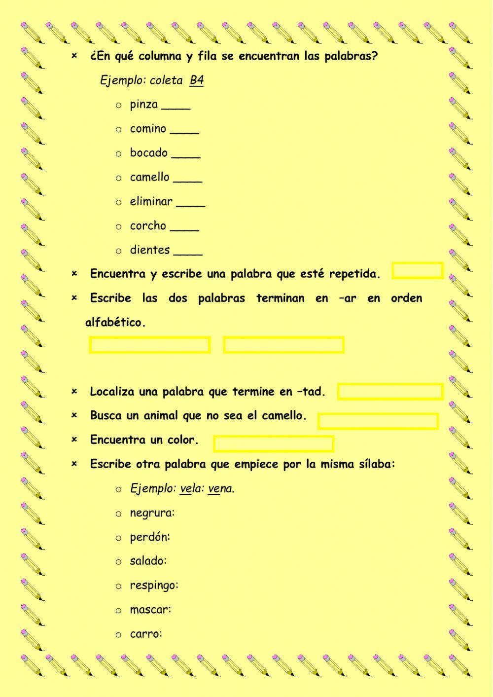 Localiza palabras Localiza palabras