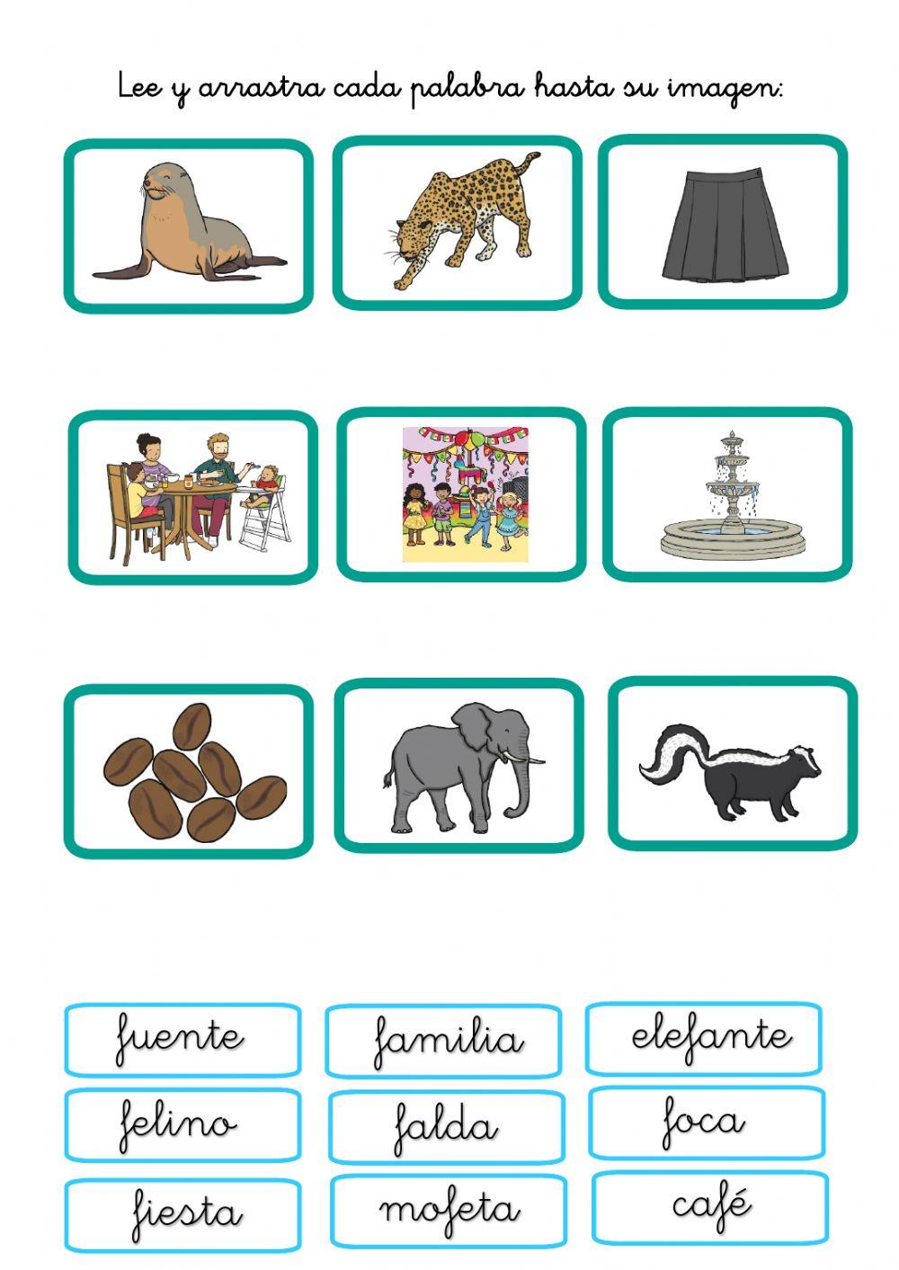 Arrastra las palabras hasta su imagen