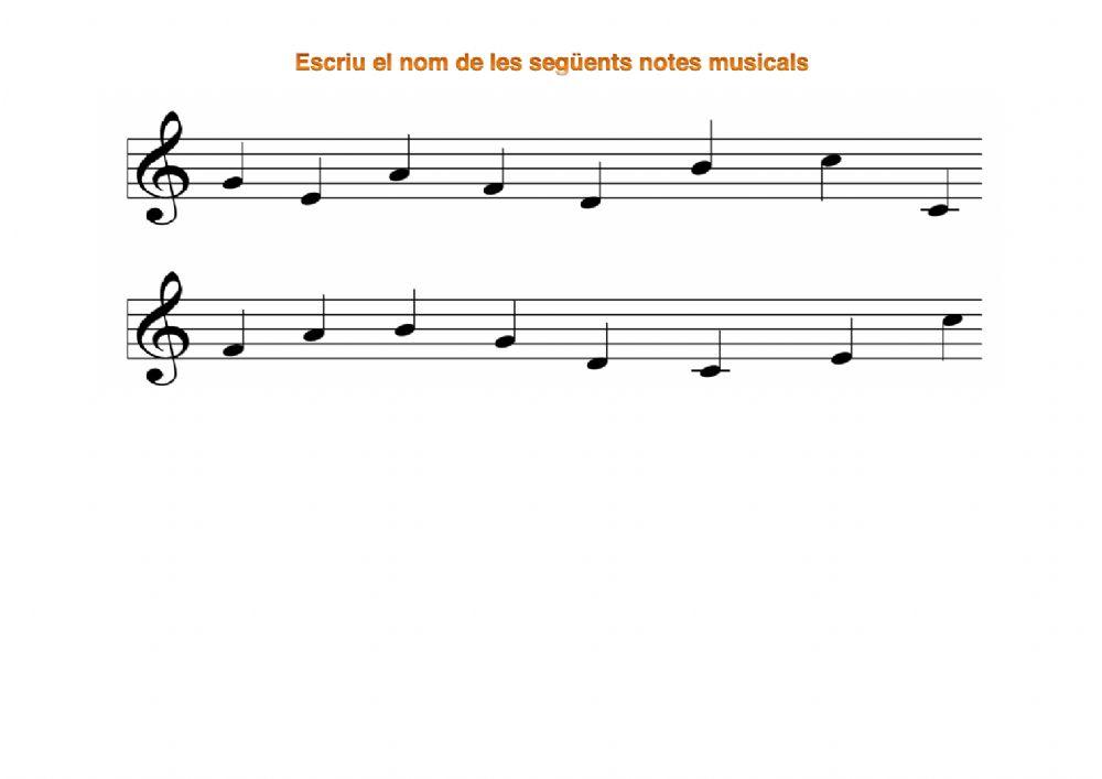 El nombre de las notas