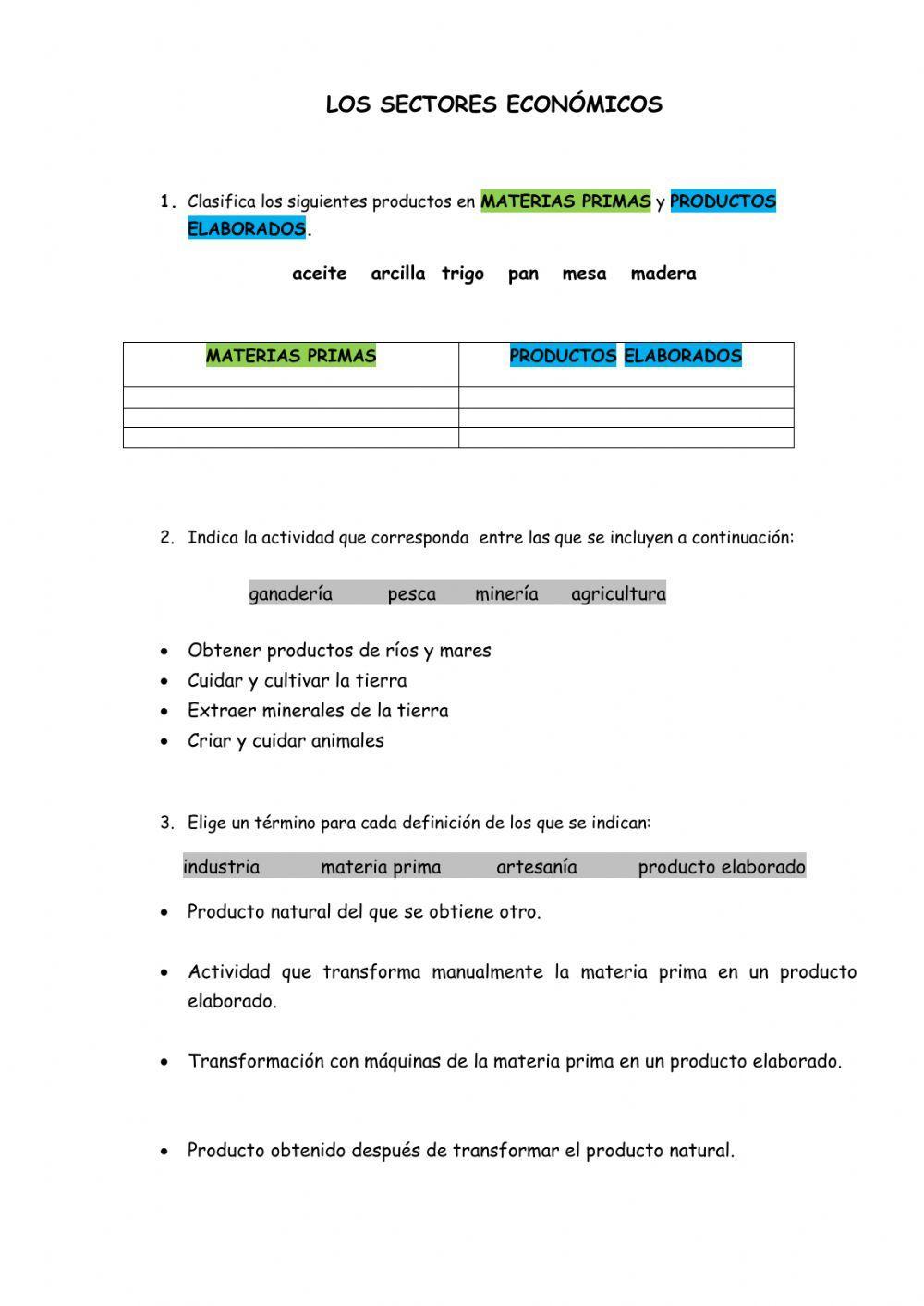 Los sectores económicos