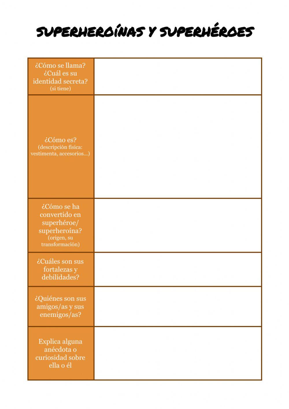 Ficha tècnica superheroínas y superhéroes