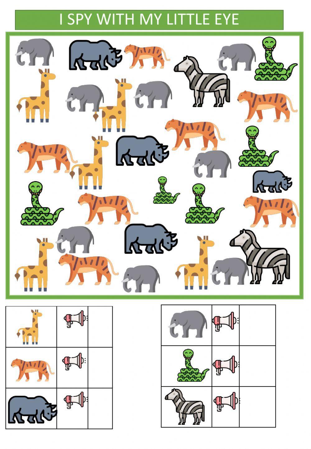 I spy with my little eye wild animals 1-10