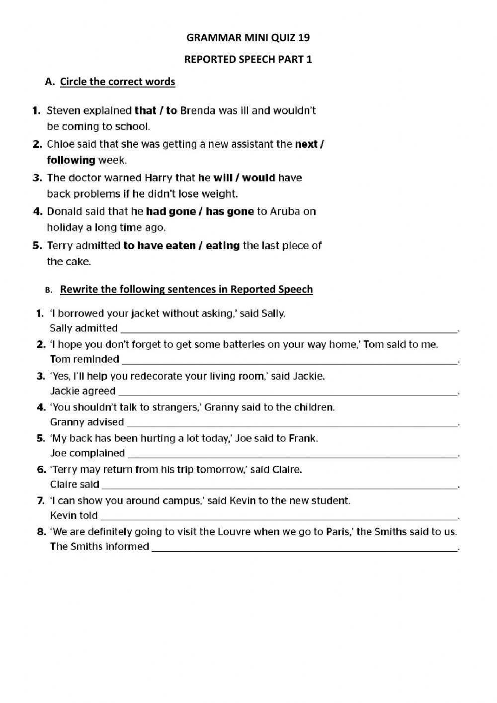 Grammar Videos Mini Quiz 19