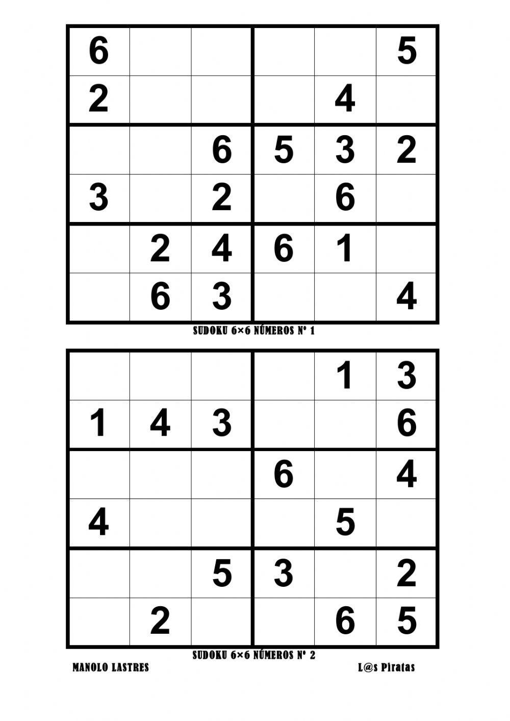 Sudoku 6por6 números