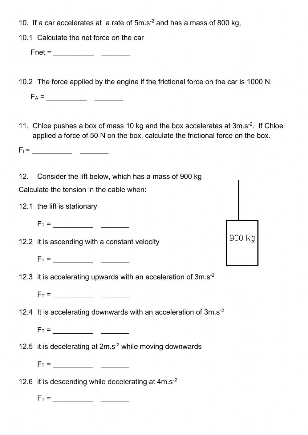Newton worksheet 9