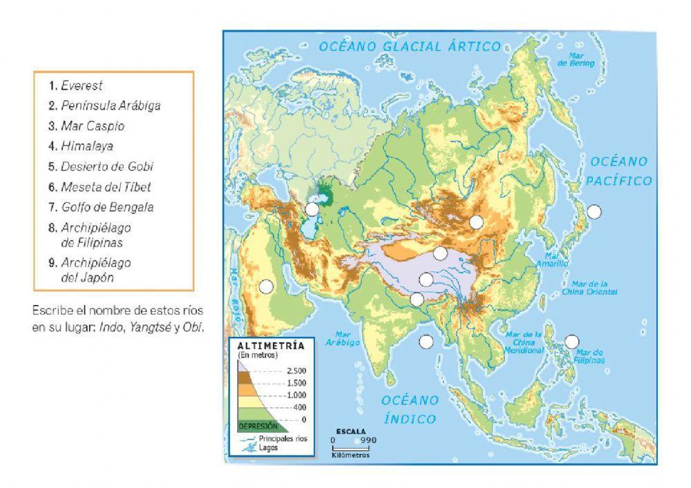 Mapa Físico de Asia