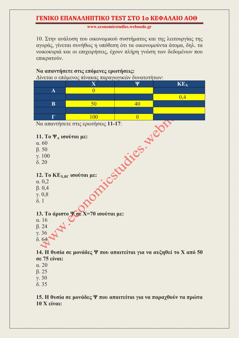 ΓΕΝΙΚΟ ΕΠΑΝΑΛΗΠΤΙΚΟ TEST ΑΟΘ ΣΤΟ 1ο ΚΕΦΑΛΑΙΟ
