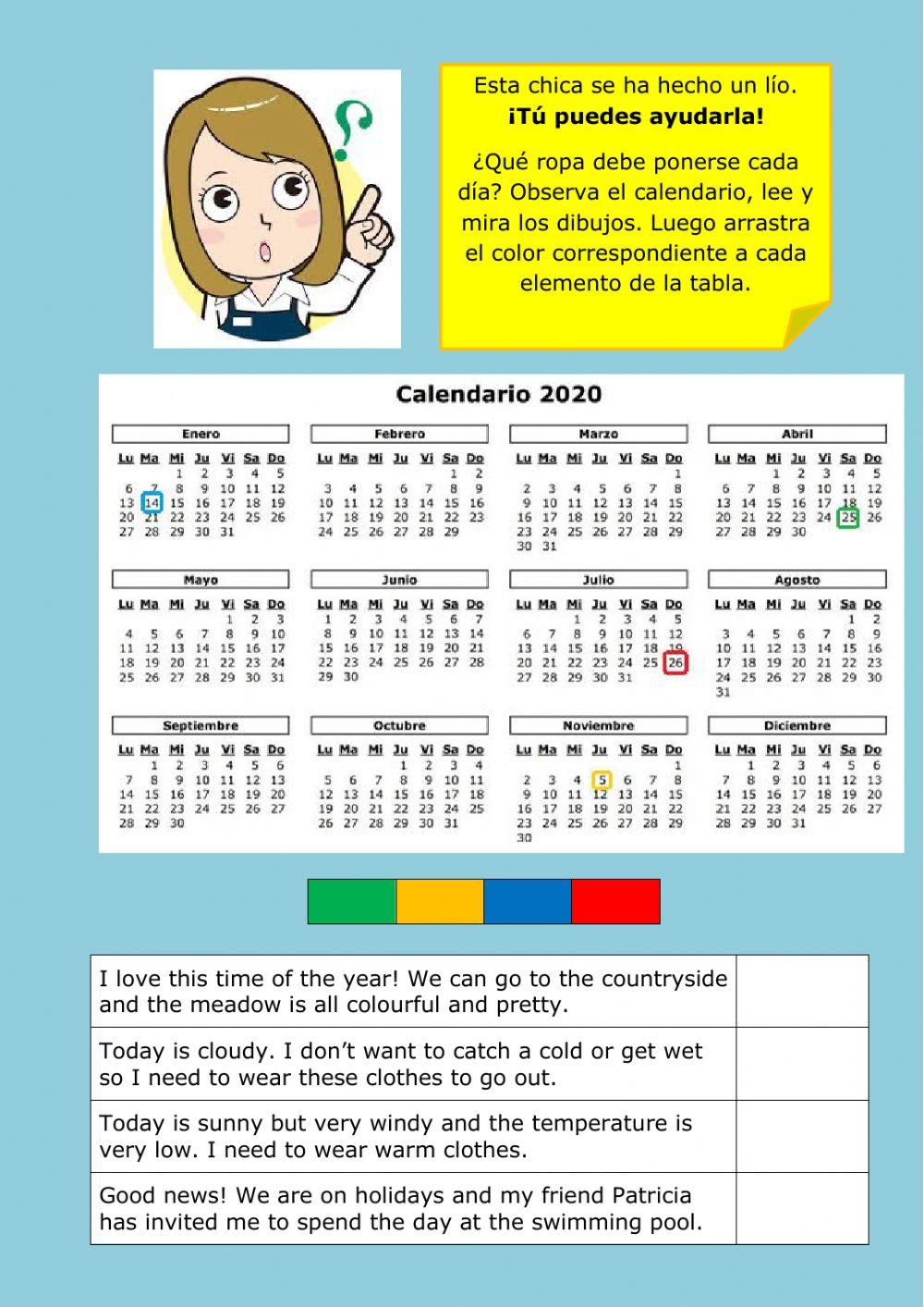 MIÉRCOLES - 1º Ropa según estaciones