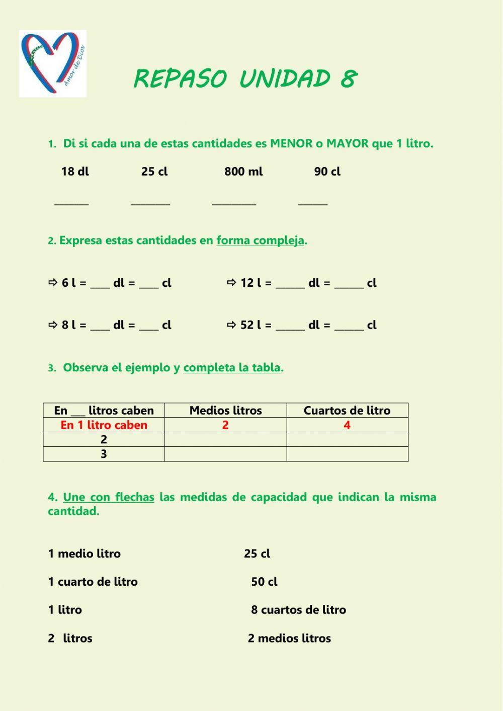 Repaso Unidad 8 Mates - 3º EP