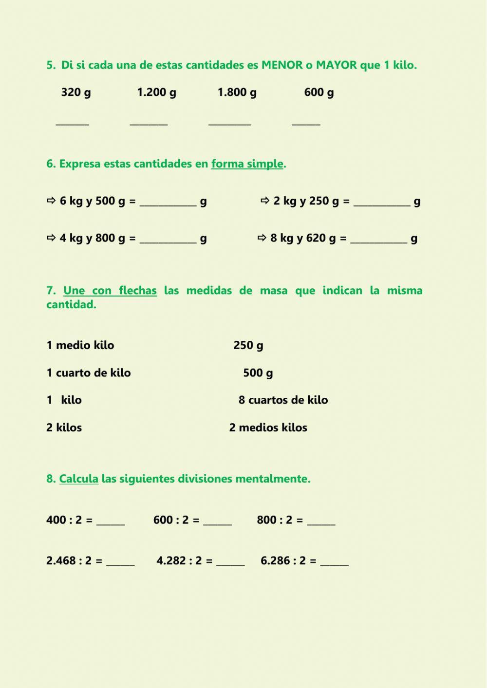 Repaso Unidad 8 Mates - 3º EP