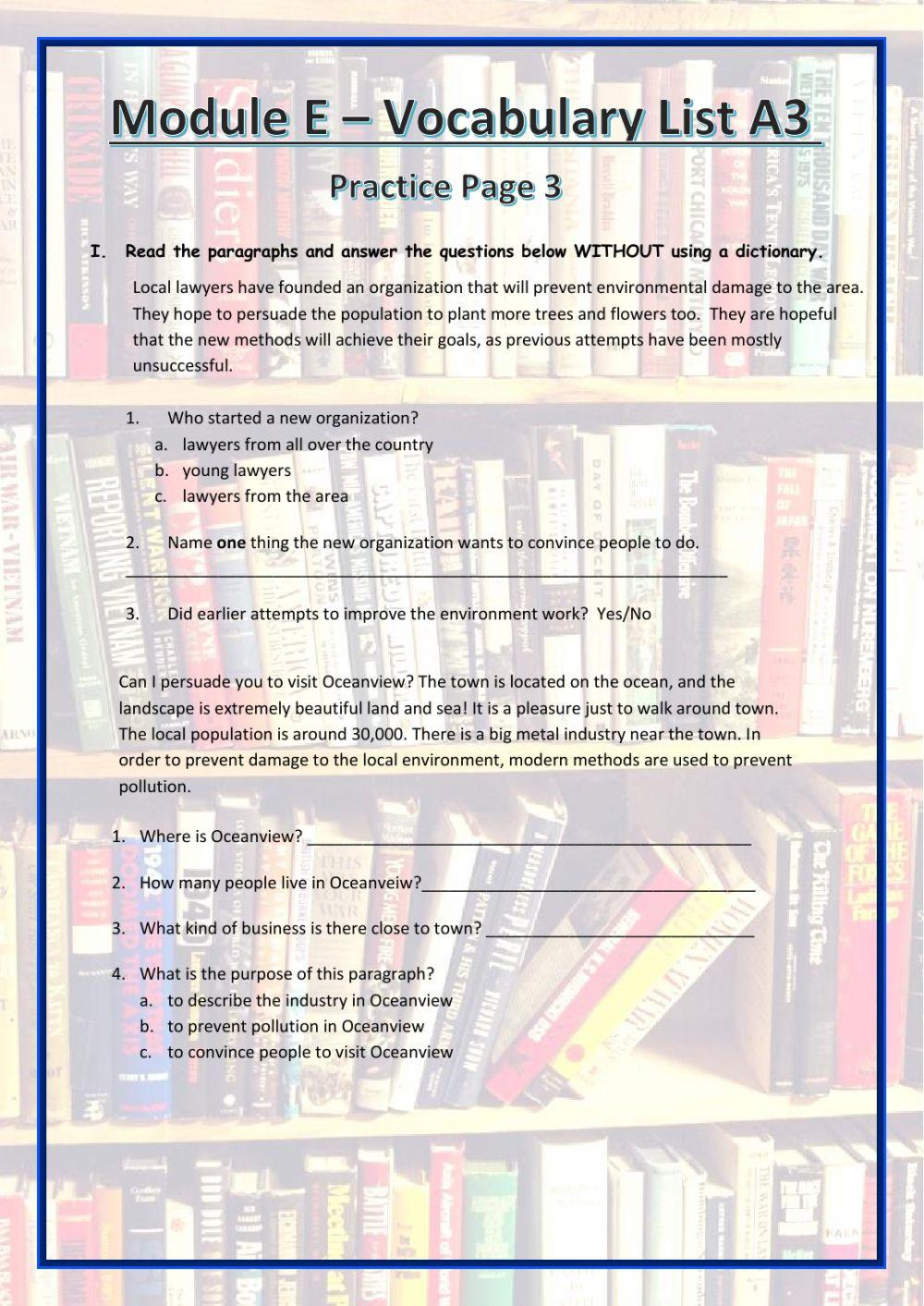 Band 3 vocabulary, list A3