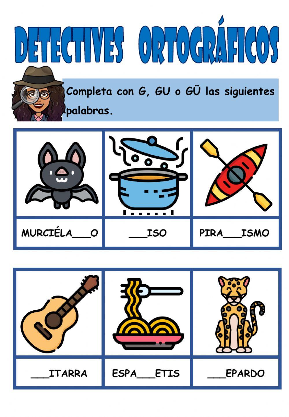 Ortografía g, gu y gü Ortografía g, gu y gü