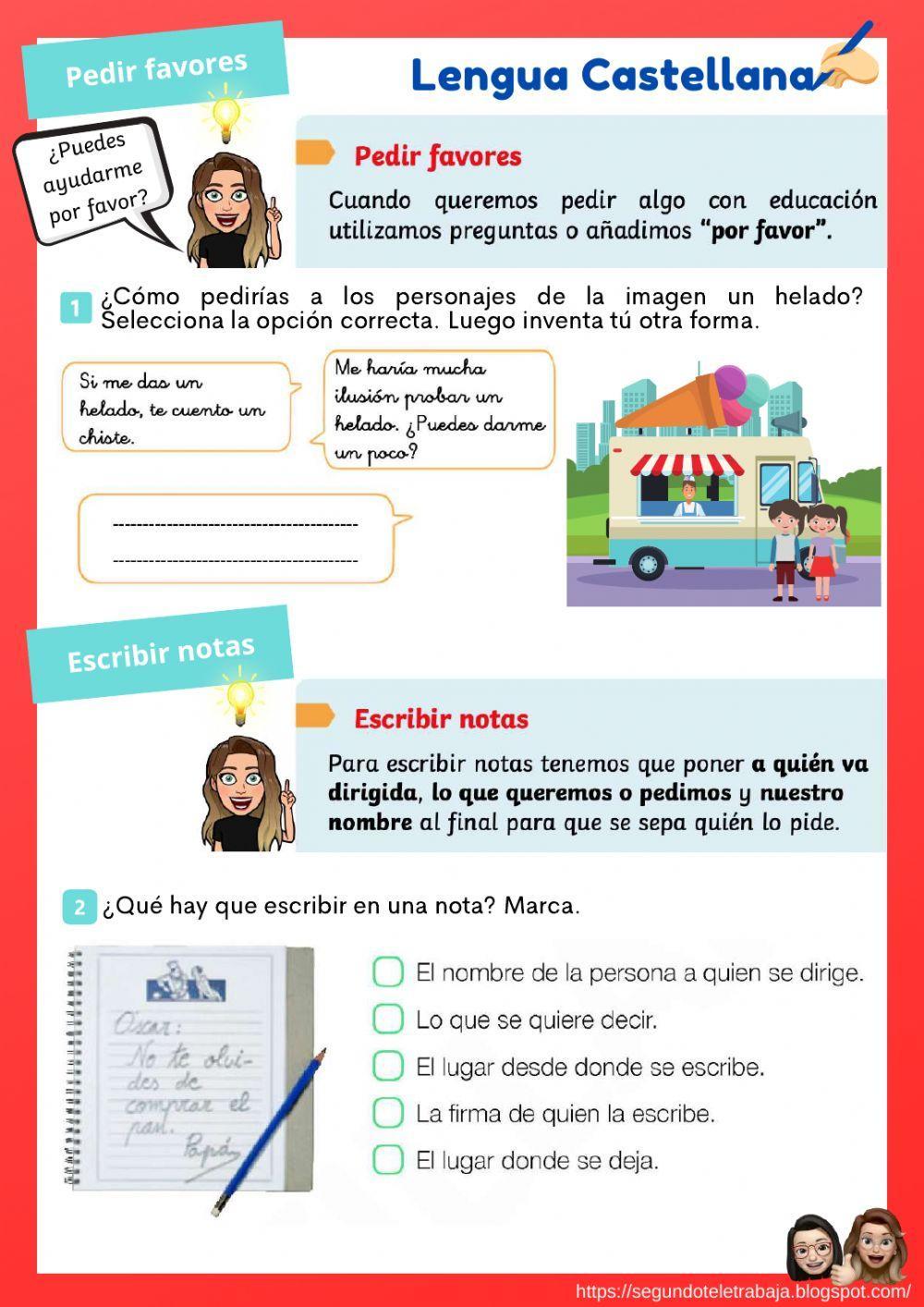 Pedir favores y escribir notas. Pedir favores y escribir notas.
