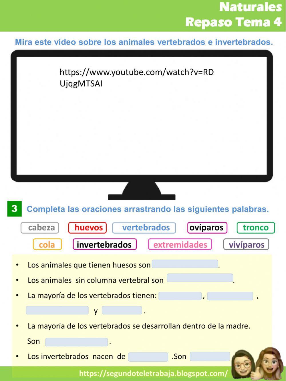 Animales vertebrados e invertebrados