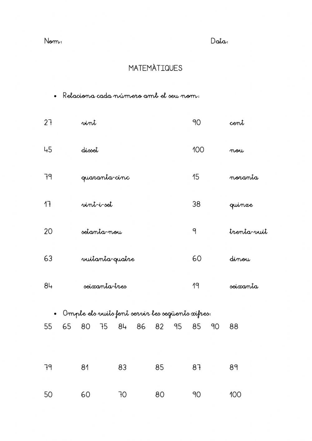 Numeració i desenses.