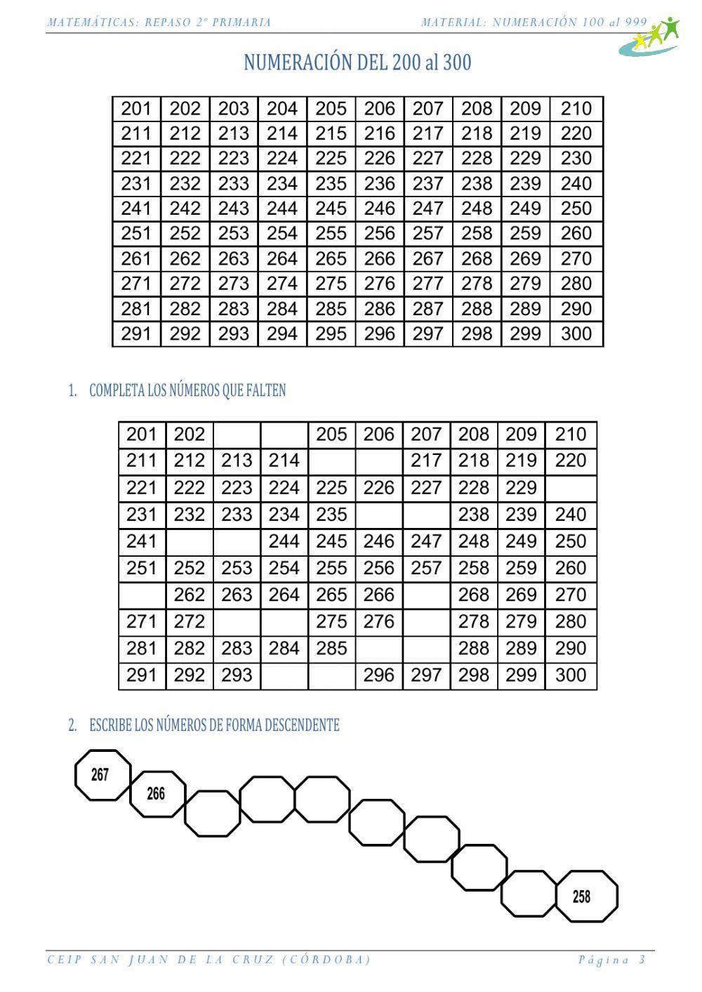 02-Números del 200 al 300