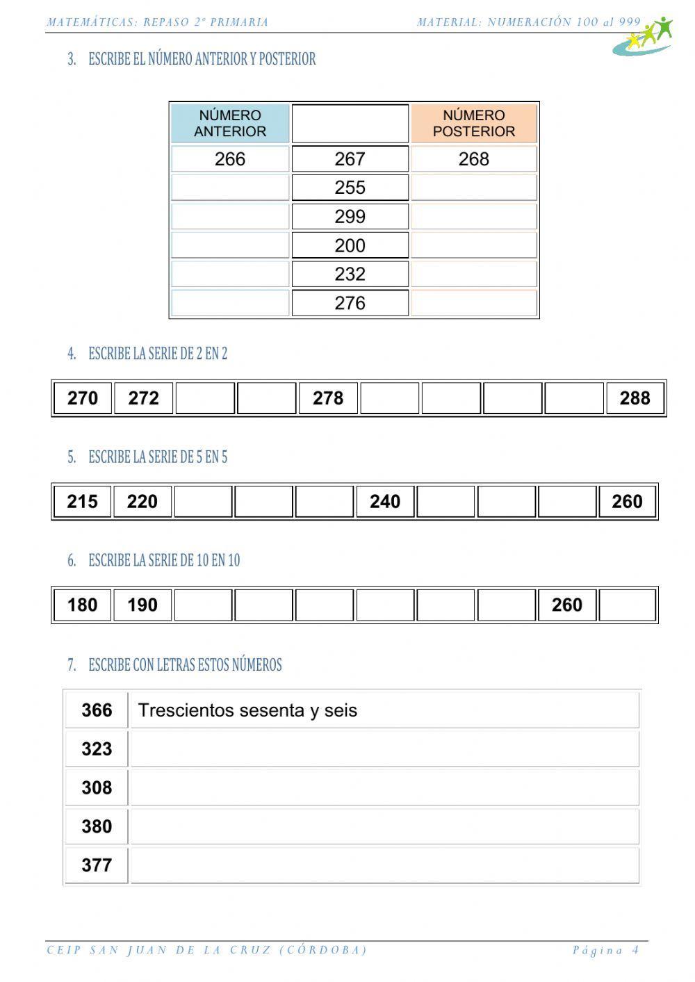 02-Números del 200 al 300