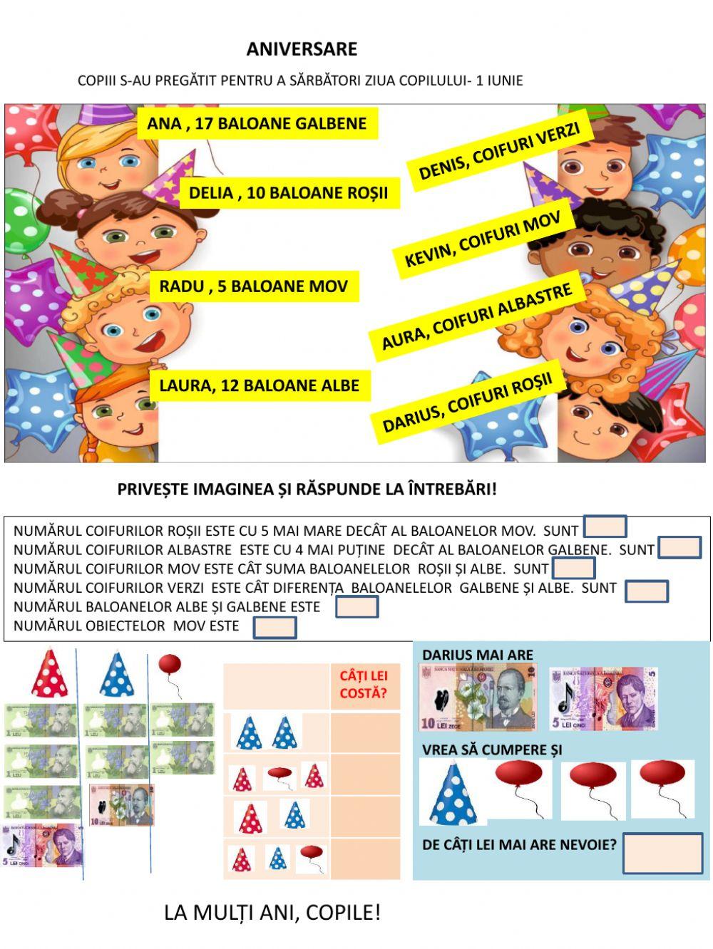Aniversare matematică-operații cu nr.0-30