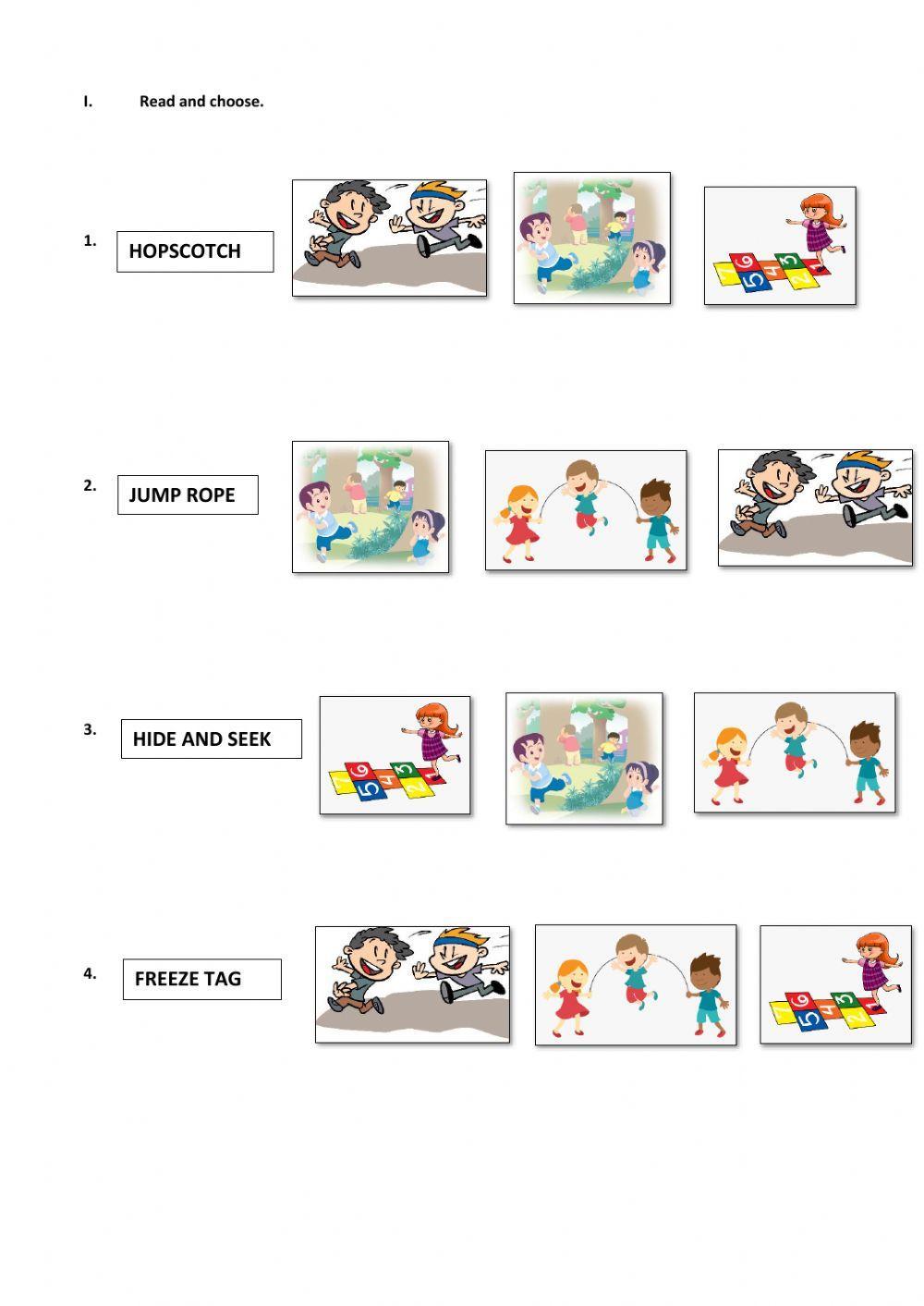 Places and games in the school- Multiple choice