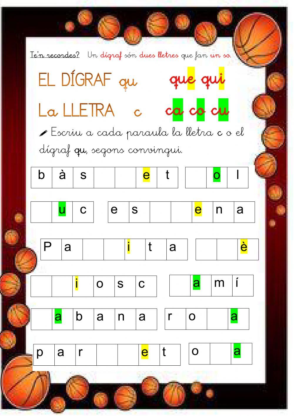 Dígraf qu-lletra c Dígraf qu-lletra c
