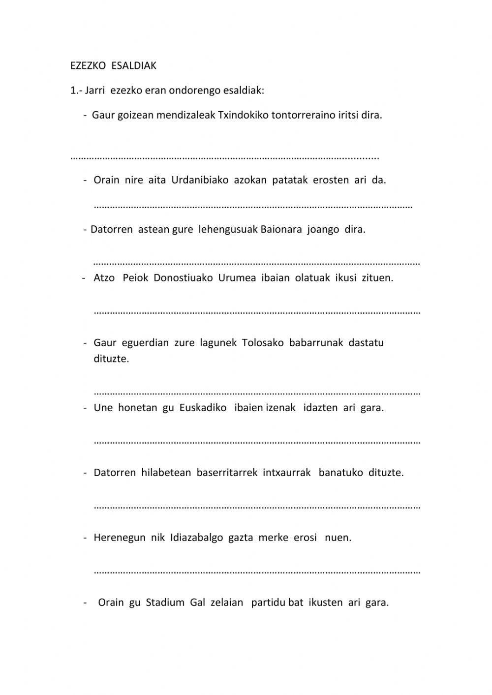 Ezezko esaldiak