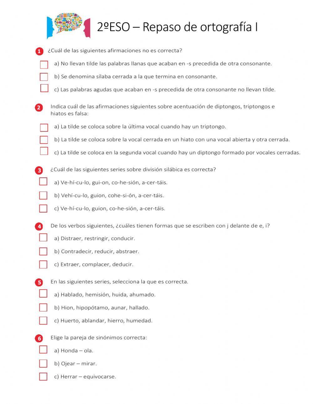 Repaso de ortografía