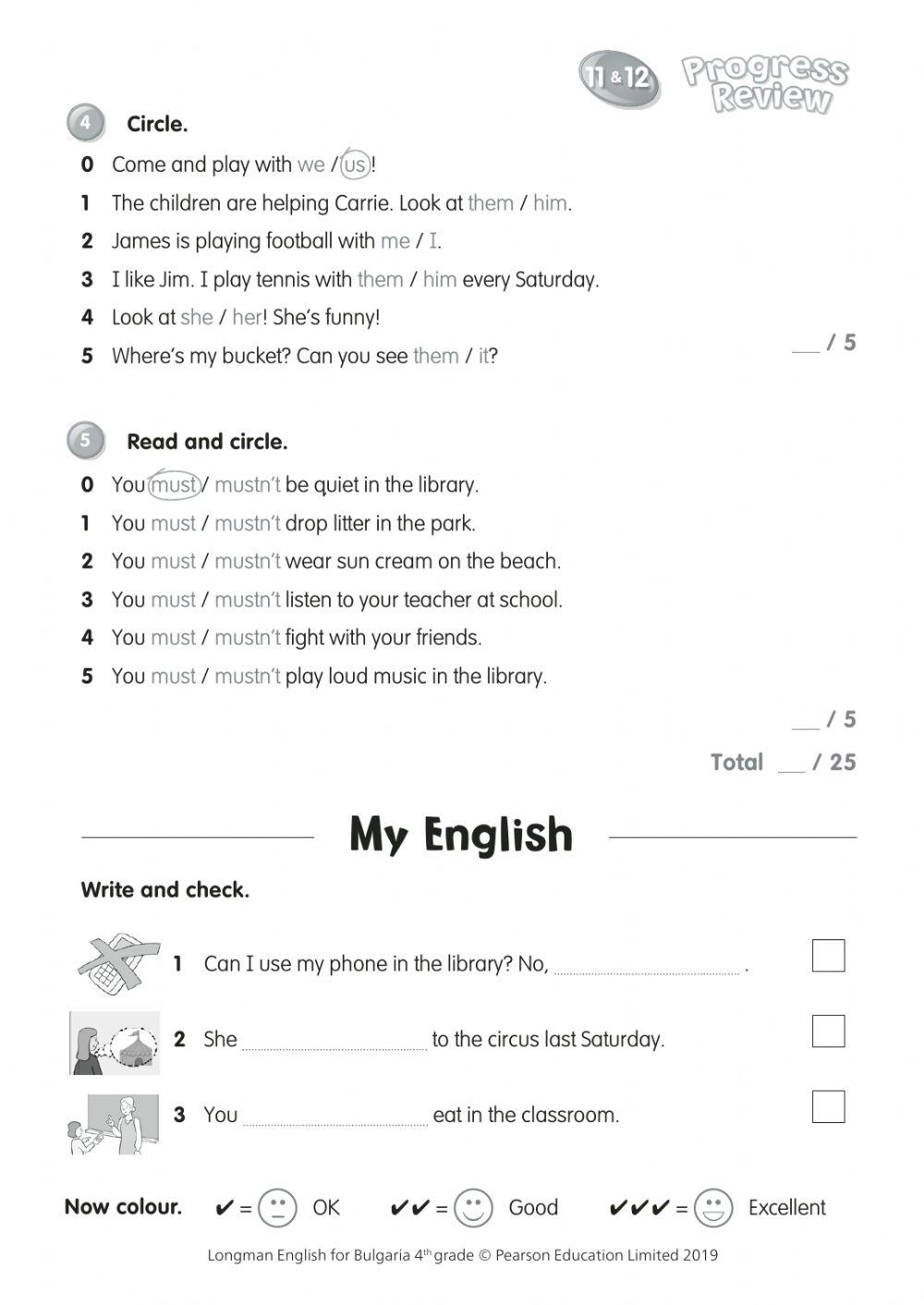test 11-12 Progress longman -4th grade