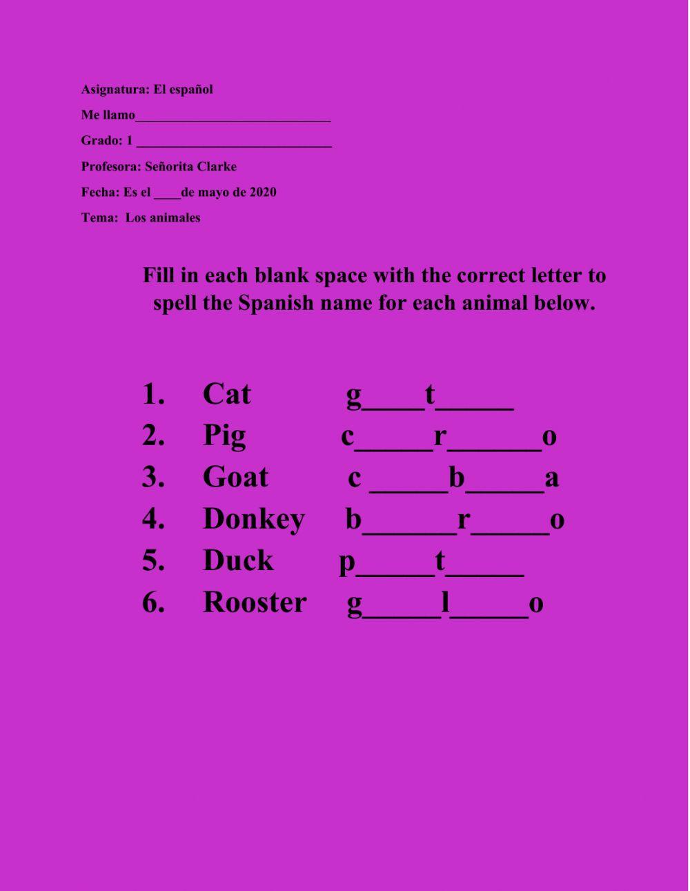 Los Animales 2 Worksheet Live Worksheets los-animales-2-worksheet-live-worksheets