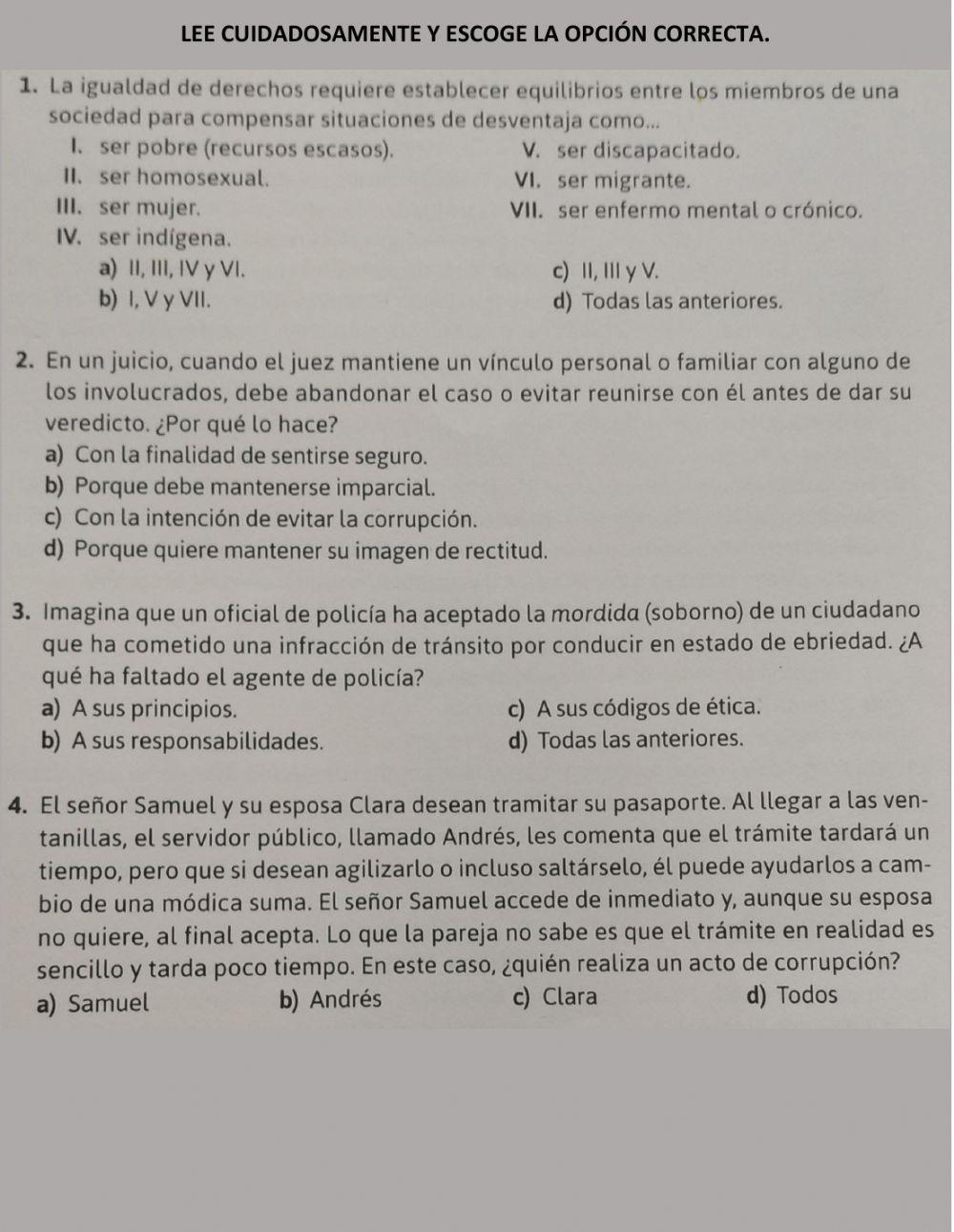 Evaluación Tercer Trimestre. Cívica y Ética 2. Secundaria