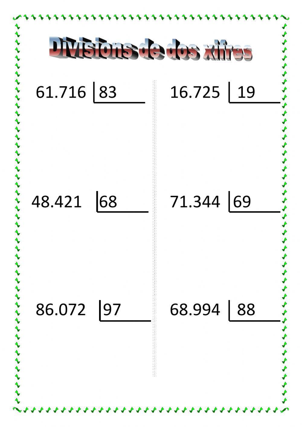 Divisions de dos xifres