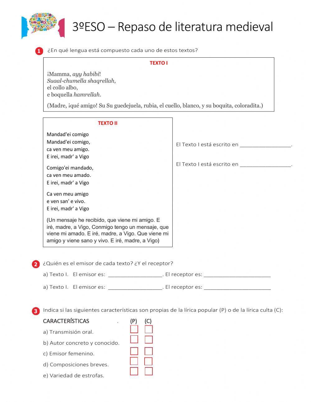 Repaso de literatura medieval