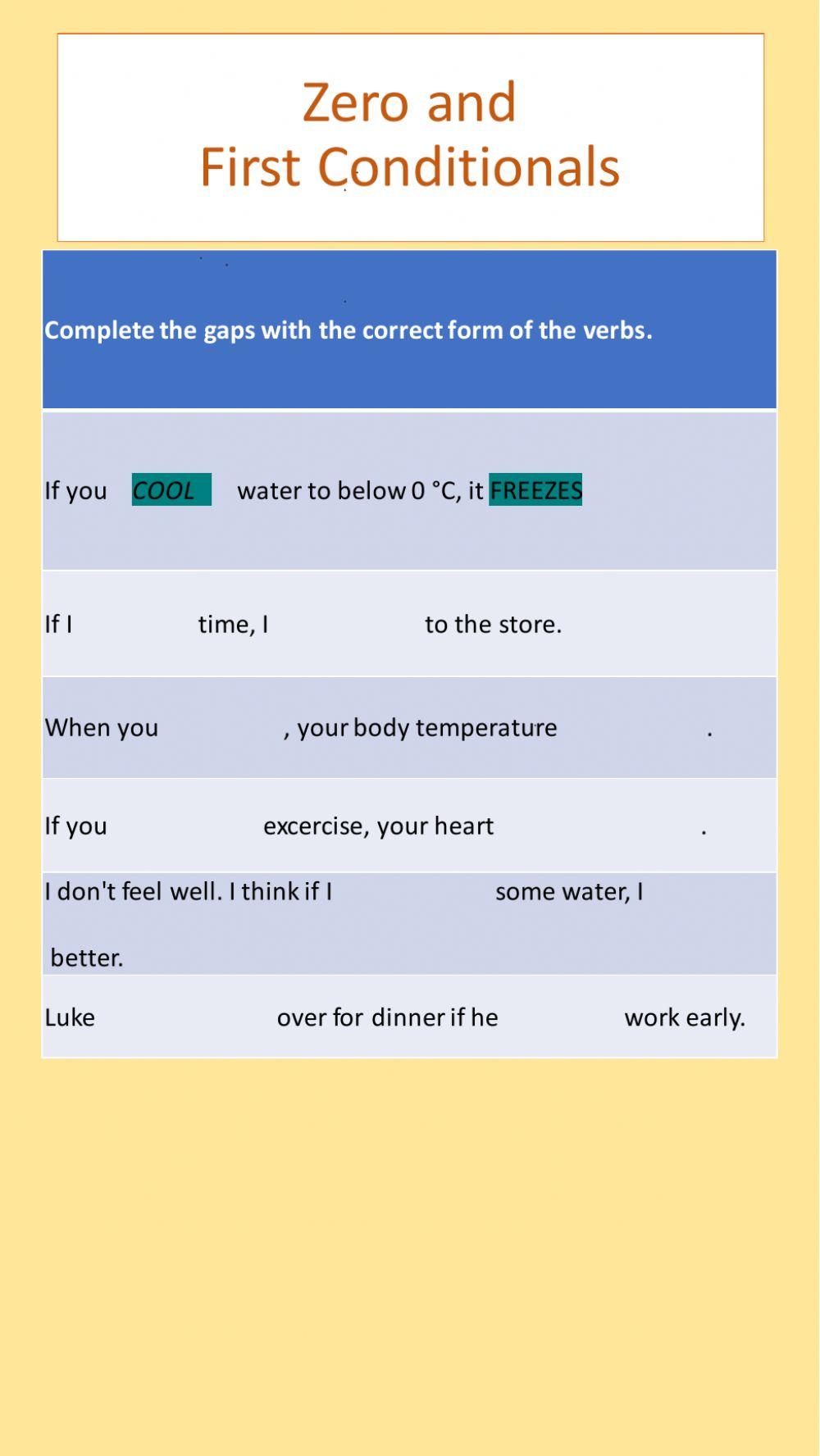 Our body - Zero and First Conditional