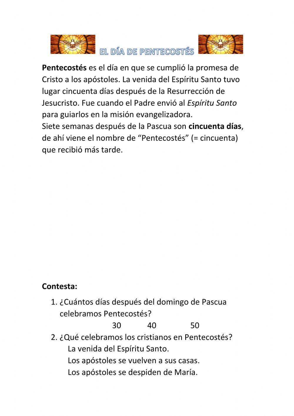 El día de pentecostés El día de pentecostés
