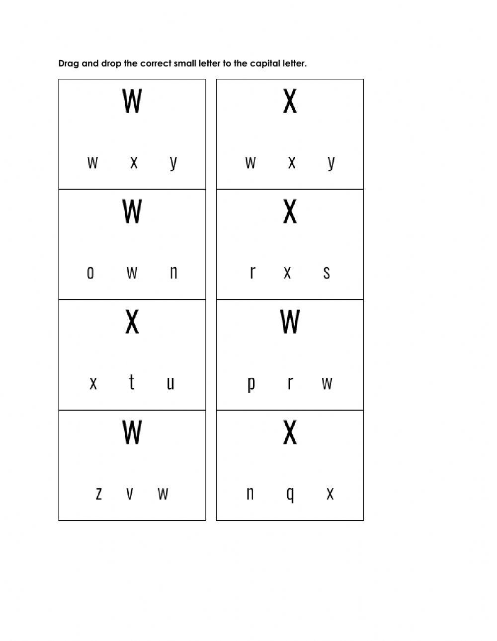 Letter Ww and Xx worksheet