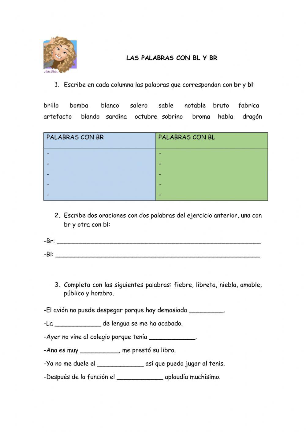 Palabras con br y bl