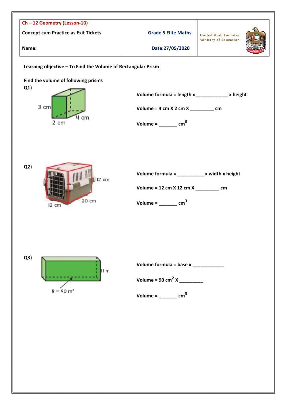 Finding the Volume of Prism
