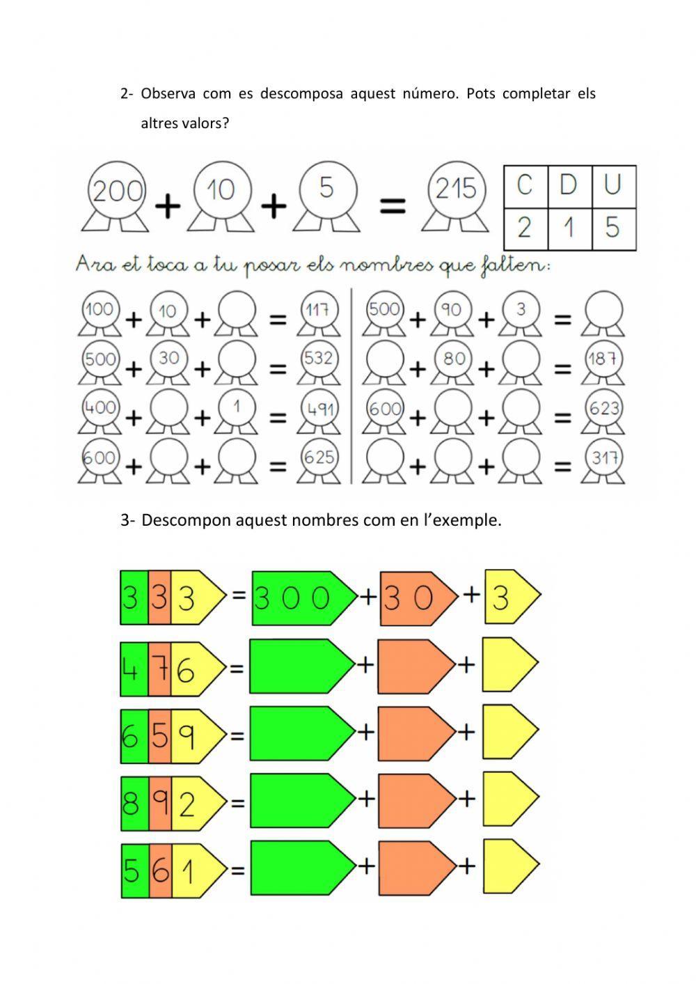 Activitats de càlcul. Les centenes