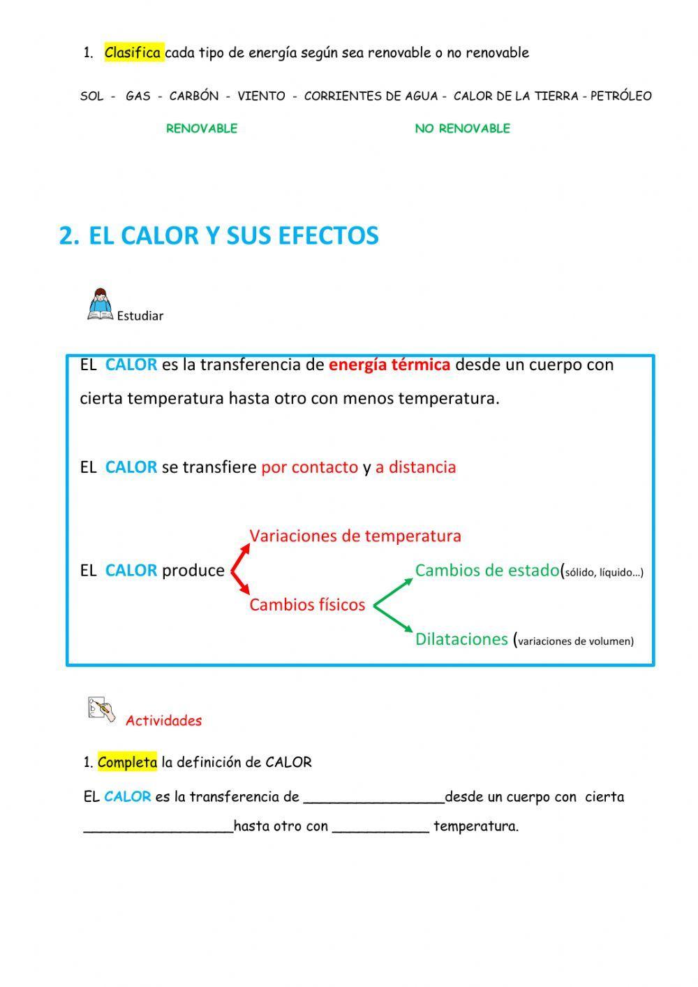La energía: calor, sonido y luz