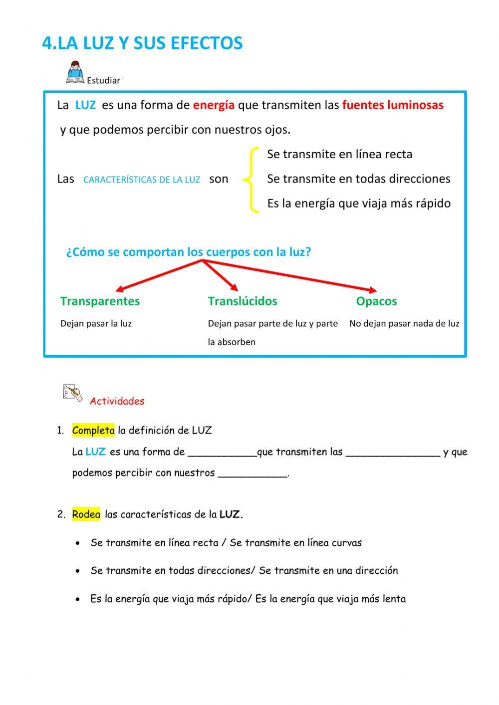 La energía: calor, sonido y luz