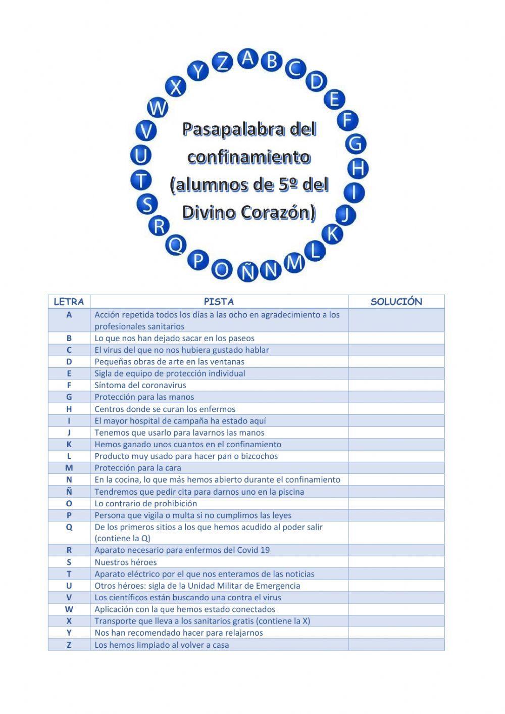 Pasapalabra del confinamiento