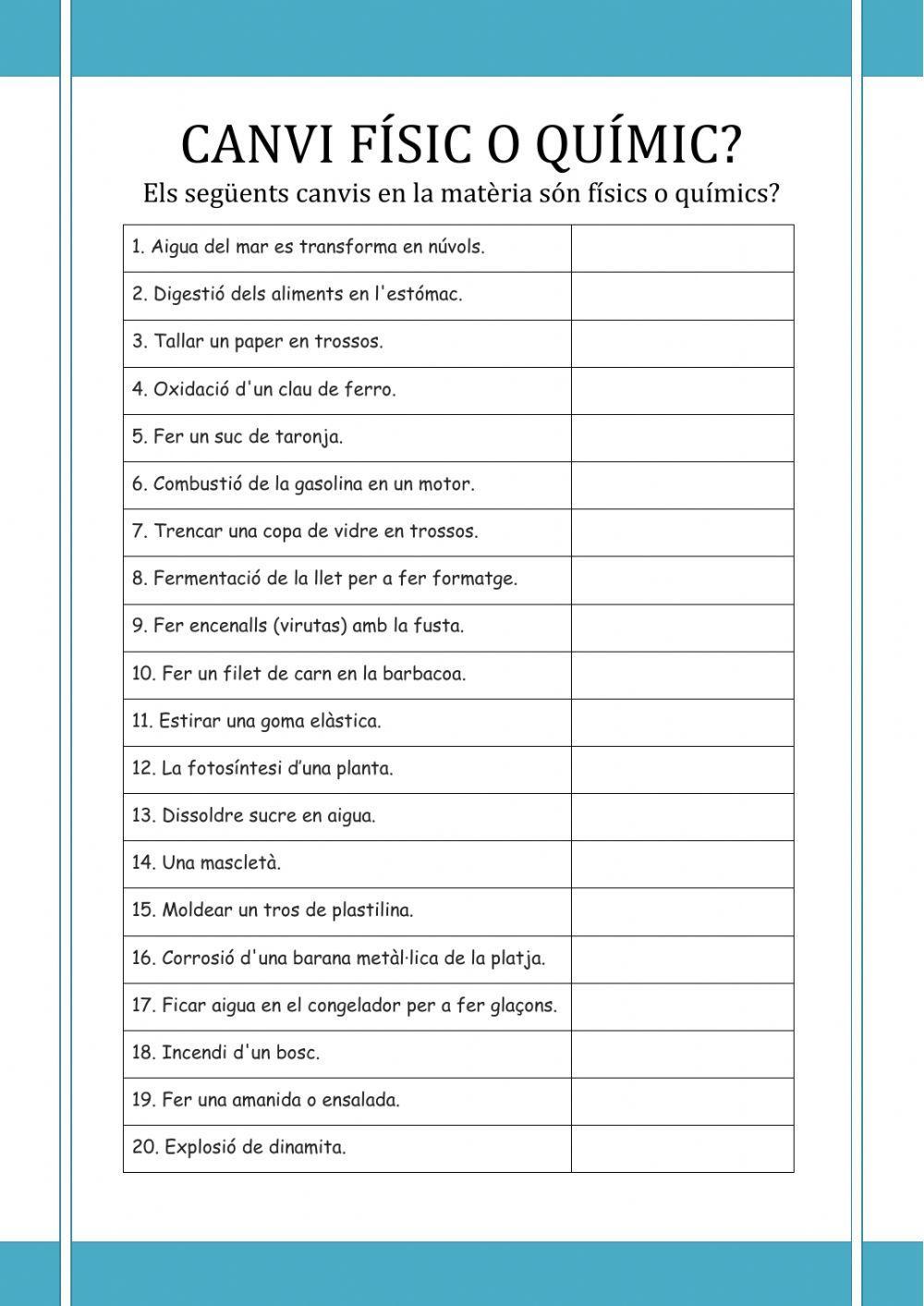 Canvi físic o químic?