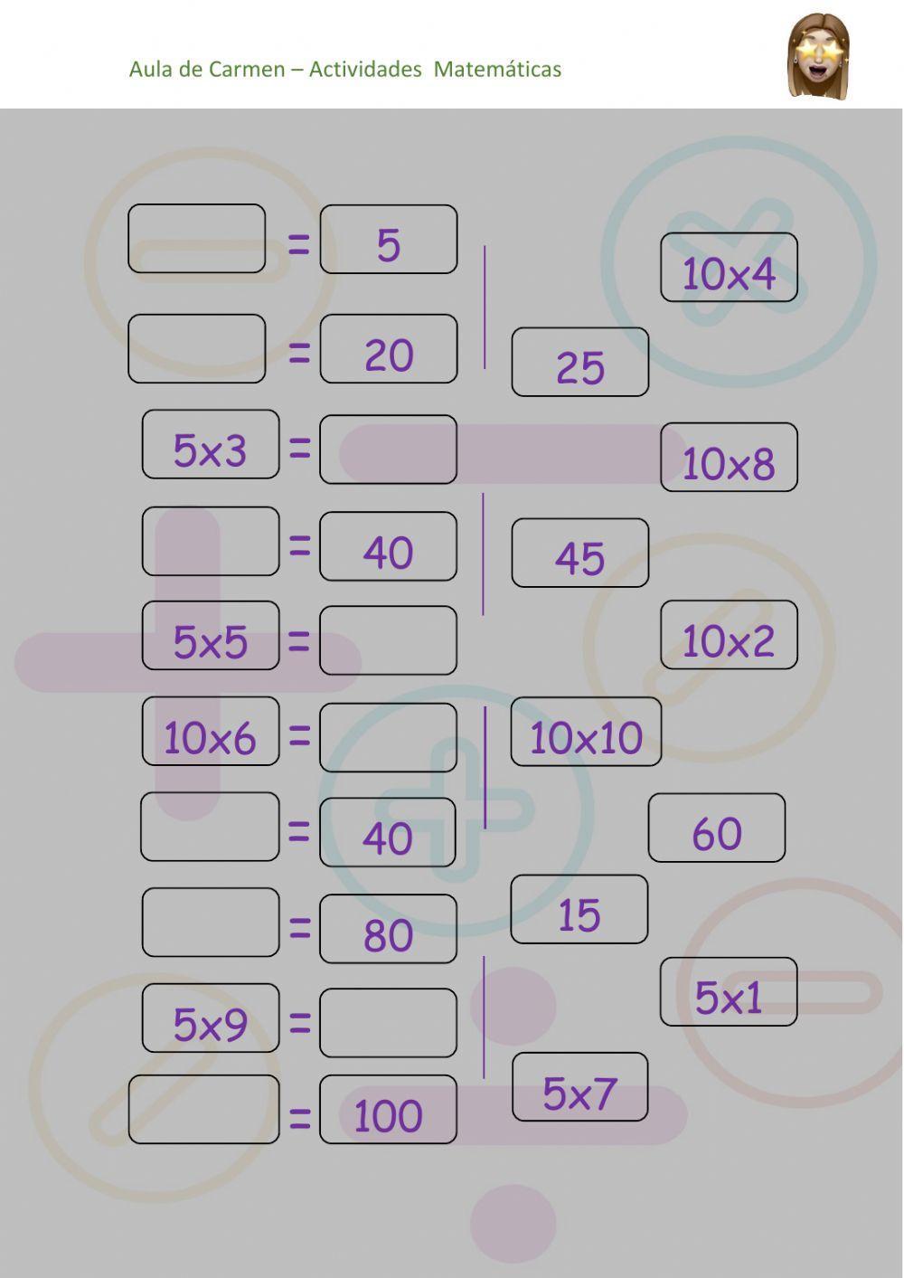 Tabla del 5 y del 10
