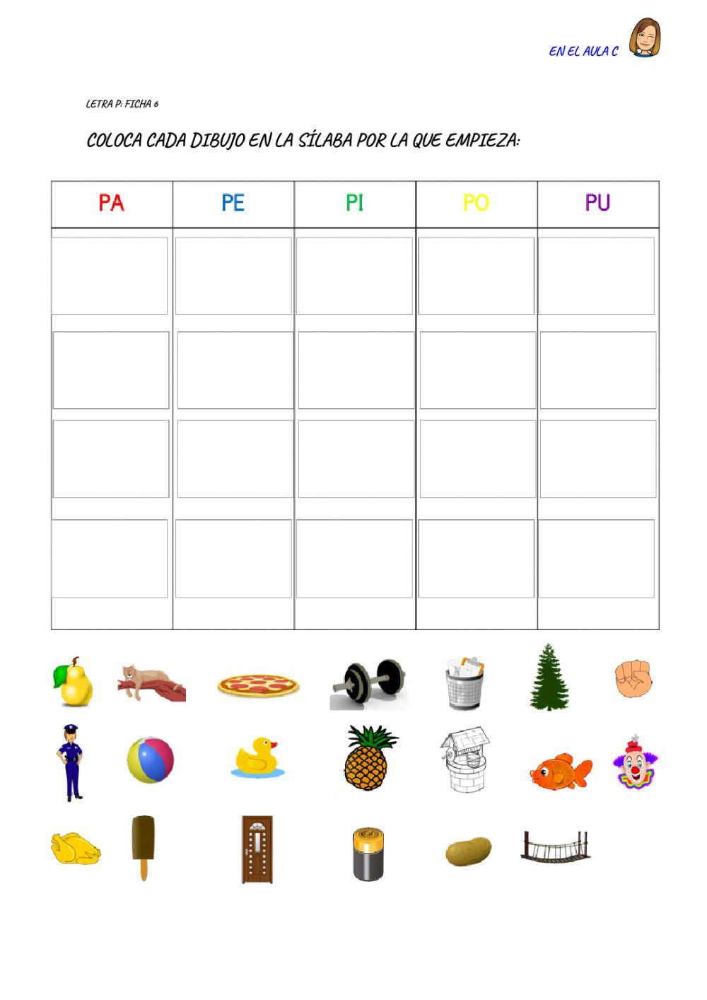 Letra p: ficha 6