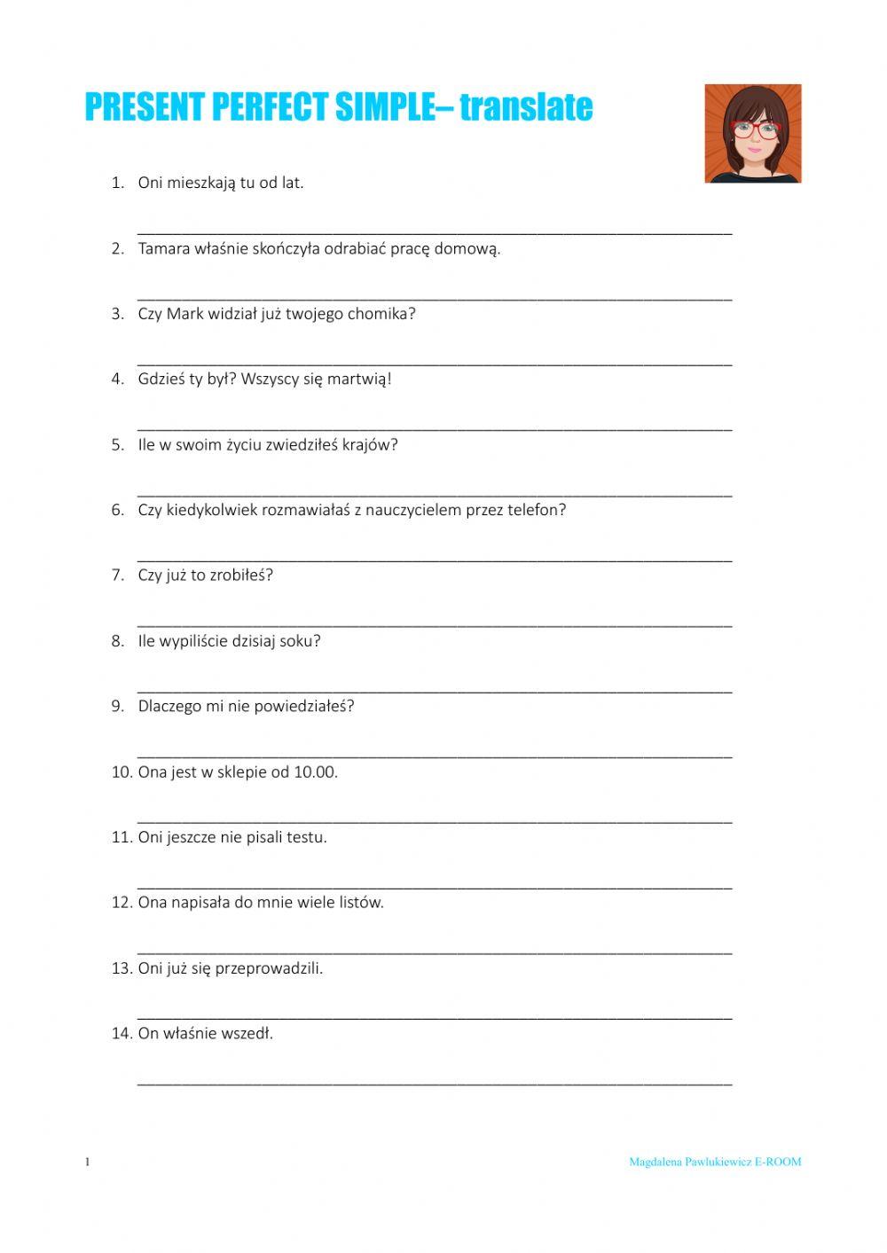 Present Perfect simple - translations