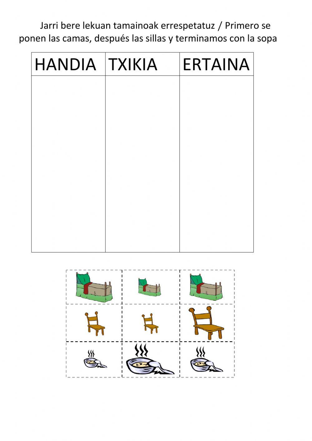 Handia, txikia, ertaina