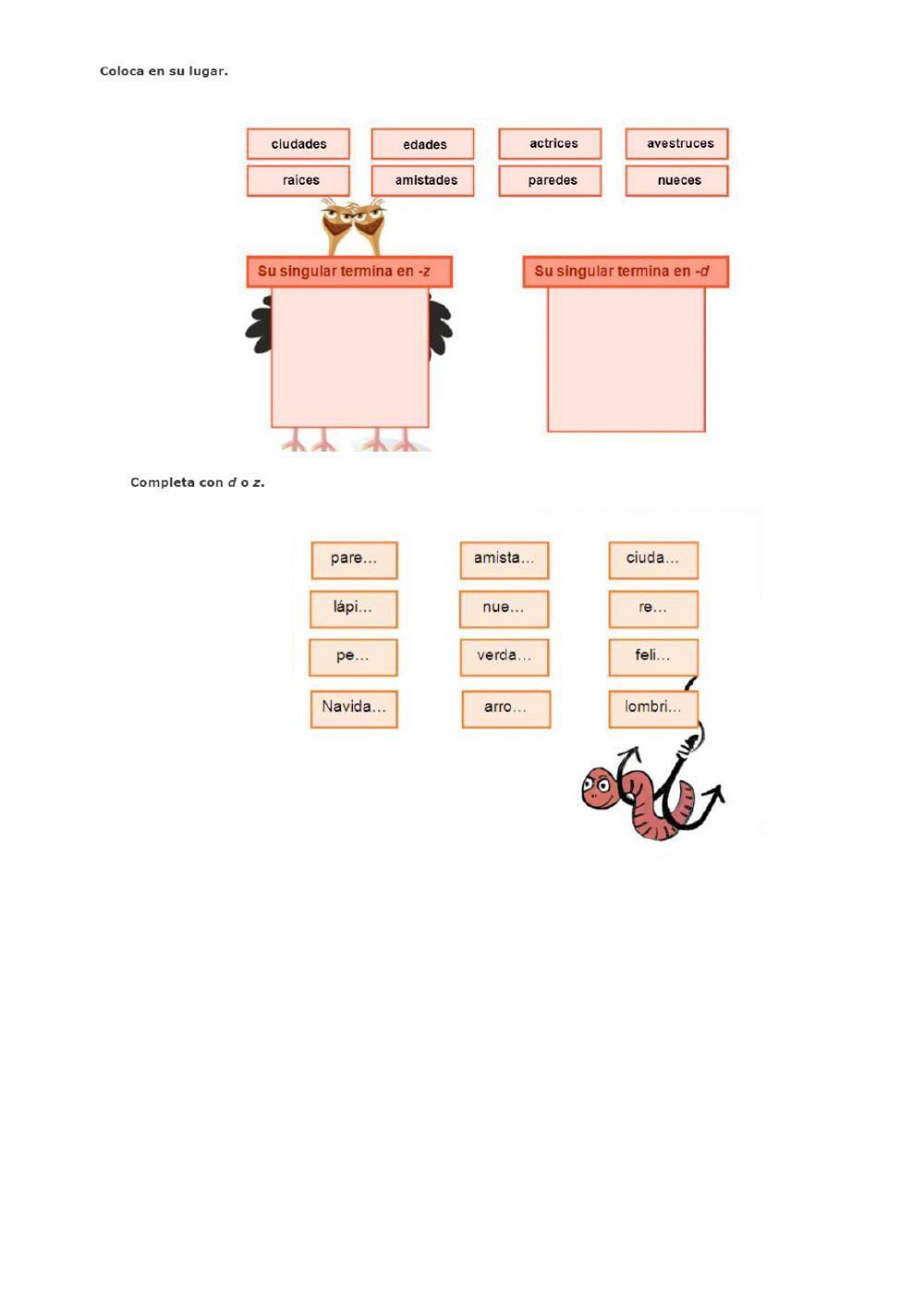 Palabras terminadas en -z y -d