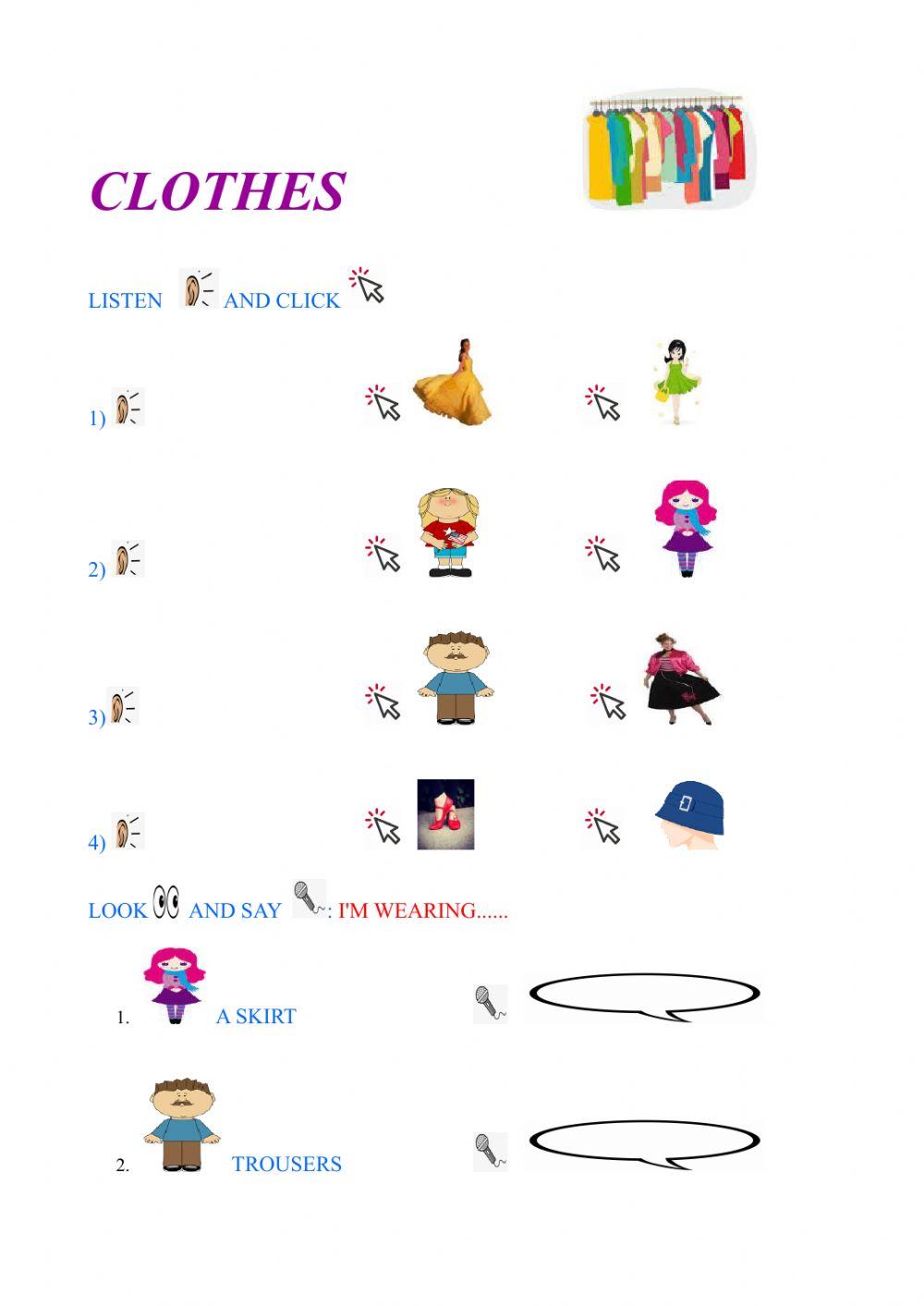 Clothes online exercise for grade 2