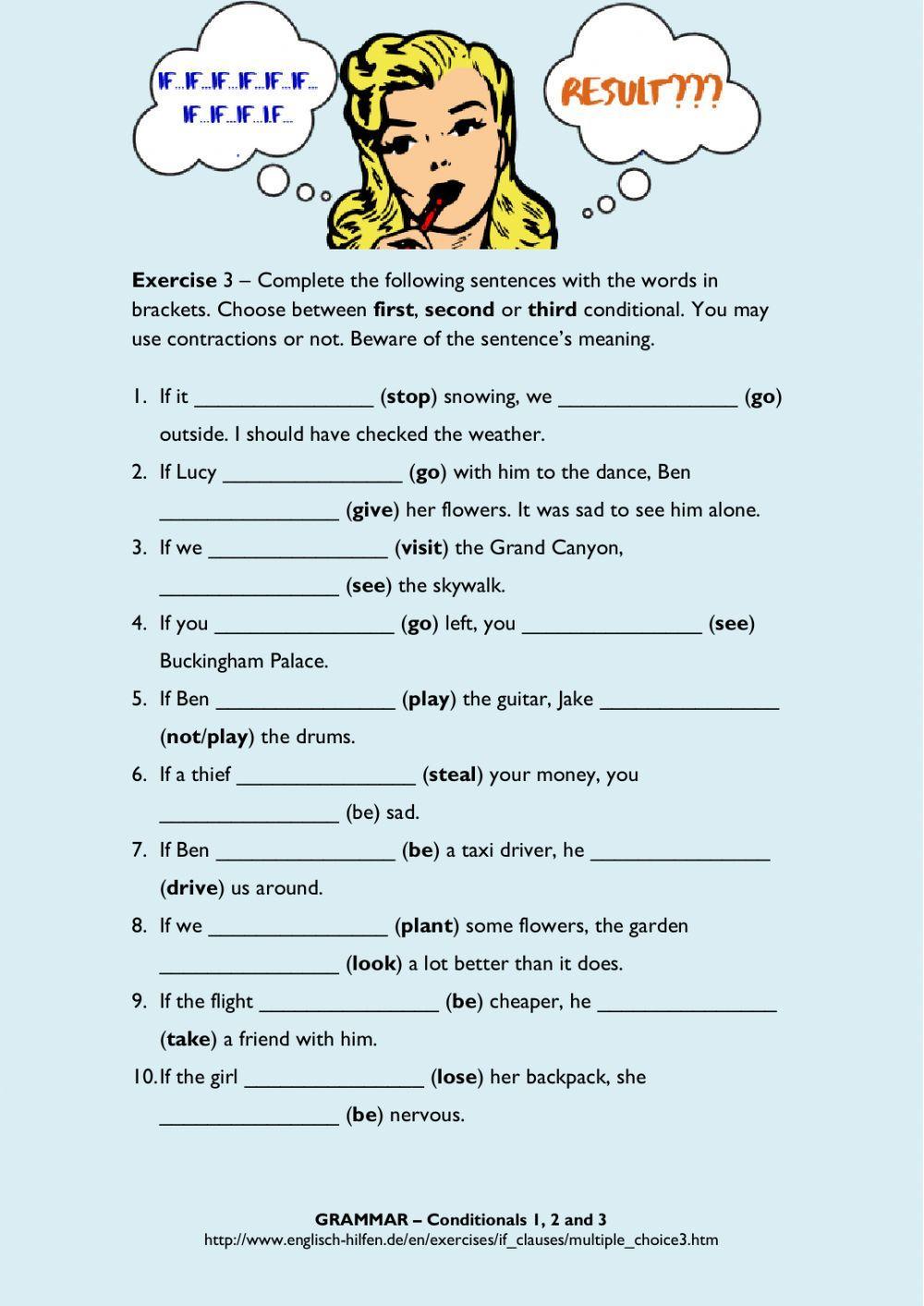 First, second and third conditional exercise -003