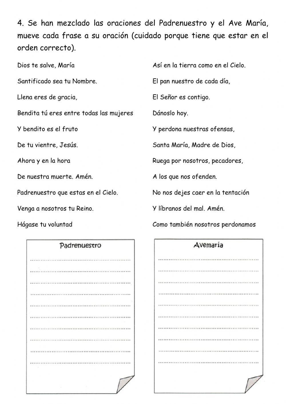 Ficha 4 - Padrenuestro-Ave María Ficha 4 - Padrenuestro-Ave María