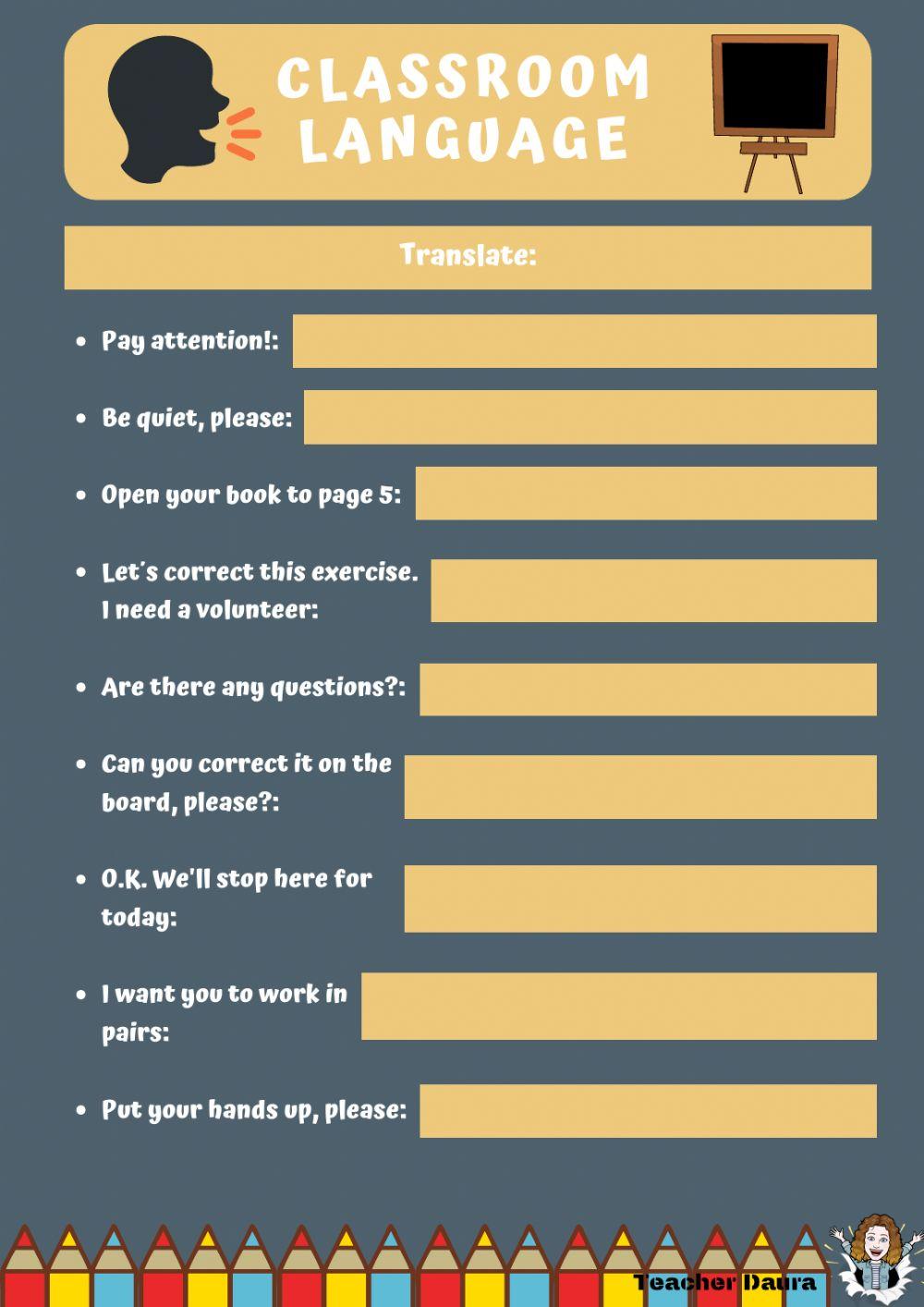Classroom language Classroom language